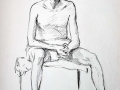 Charcoal, Seated male nude
