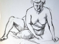 Charcoal drawing Female nude sitting