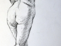 Charcoal female nude stand