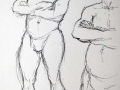 Charcoal two sletches, males nudes