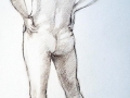 Pastel, male nude standing