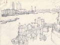 Sketch towards OXO building, river Thames
