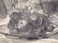 Still life, plate with fruit, glass print