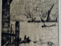 Under London Bridge, 1924 drypoint engraving